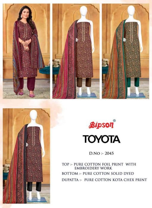 Toyota 2046 Bipson Pure Cotton Foil Print With Embroidery Work