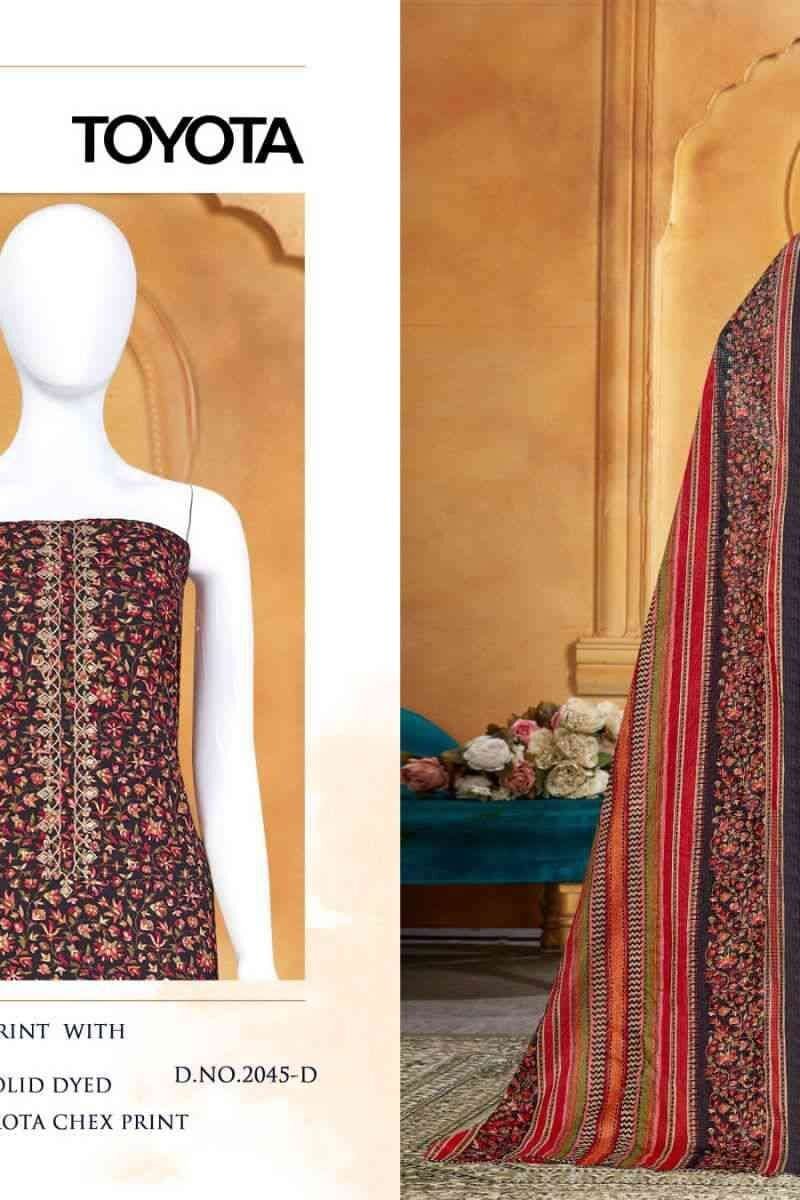 Toyota 2046 Bipson Pure Cotton Foil Print With Embroidery Work