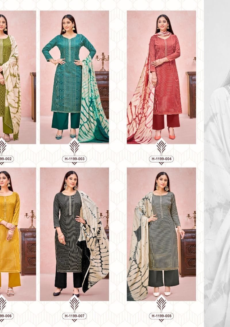 Vatika Alok Suit Pure Zam Designer Print with Stitched Embroidery Tie