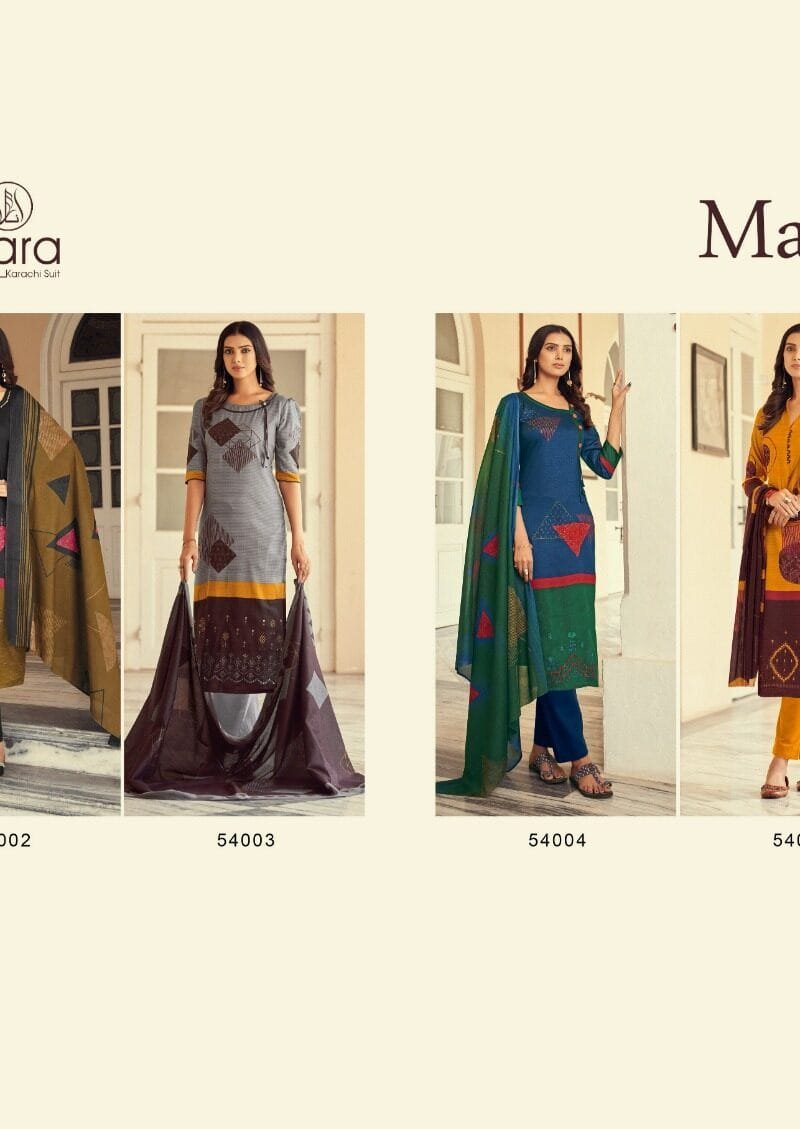 Azara Maria Pure Zam Cotton Designer Prints With Daman Embroidery