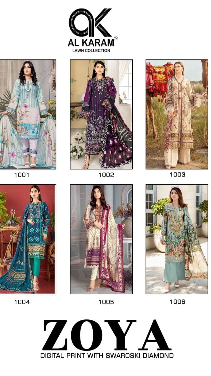 Zoya Digital Print with Swarovski Diamond Al Karam Lawn