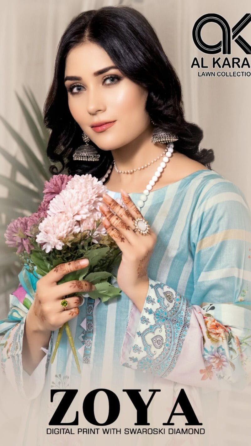 Zoya Digital Print with Swarovski Diamond Al Karam Lawn