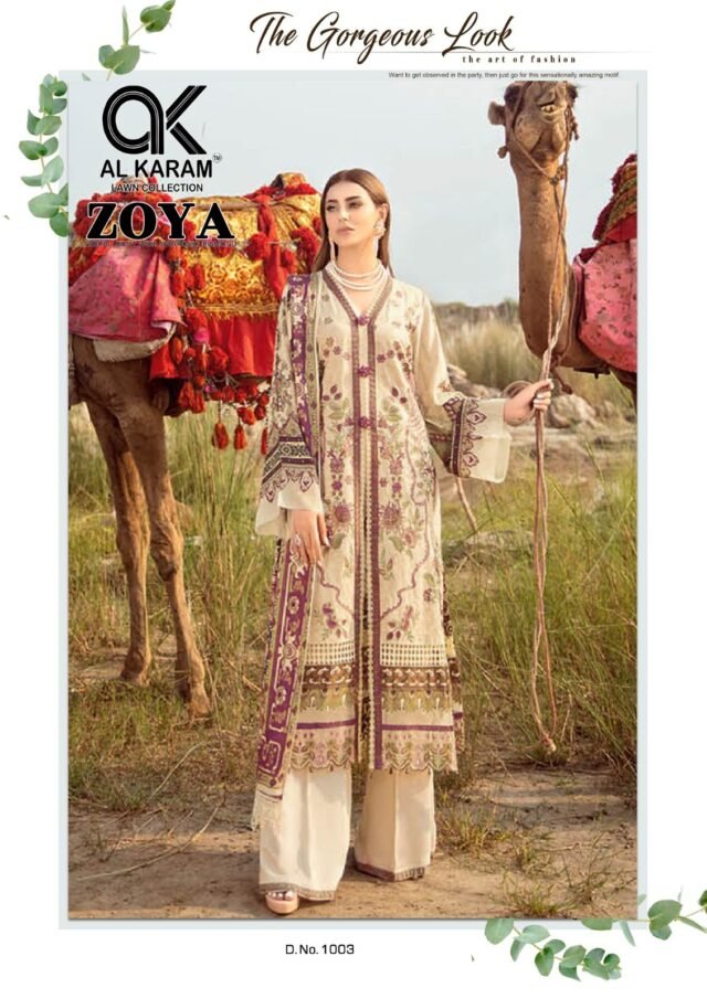 Zoya Digital Print with Swarovski Diamond Al Karam Lawn