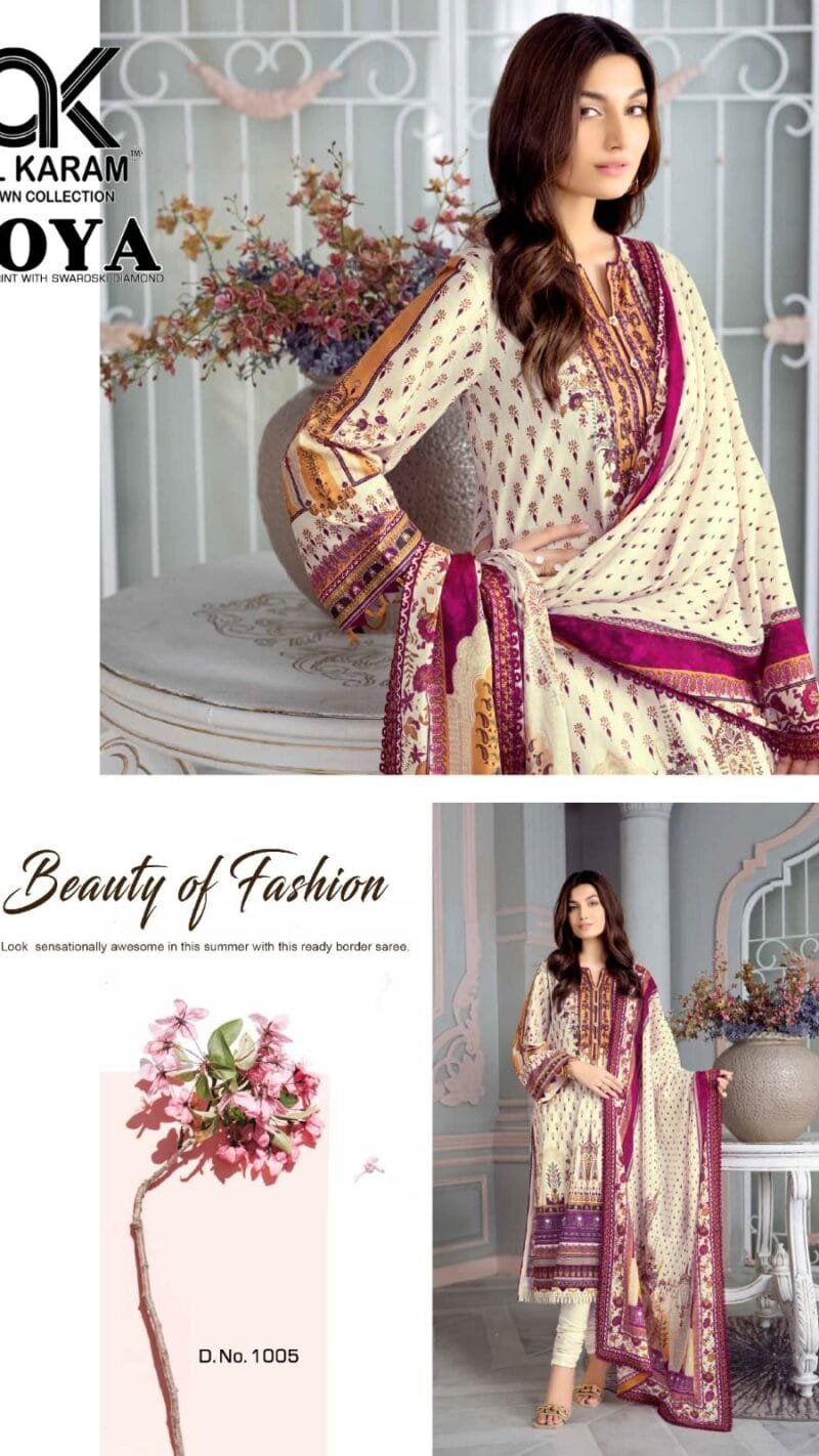 Zoya Digital Print with Swarovski Diamond Al Karam Lawn