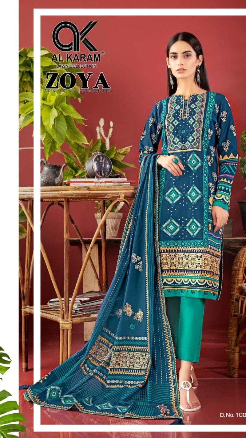 Zoya Digital Print with Swarovski Diamond Al Karam Lawn