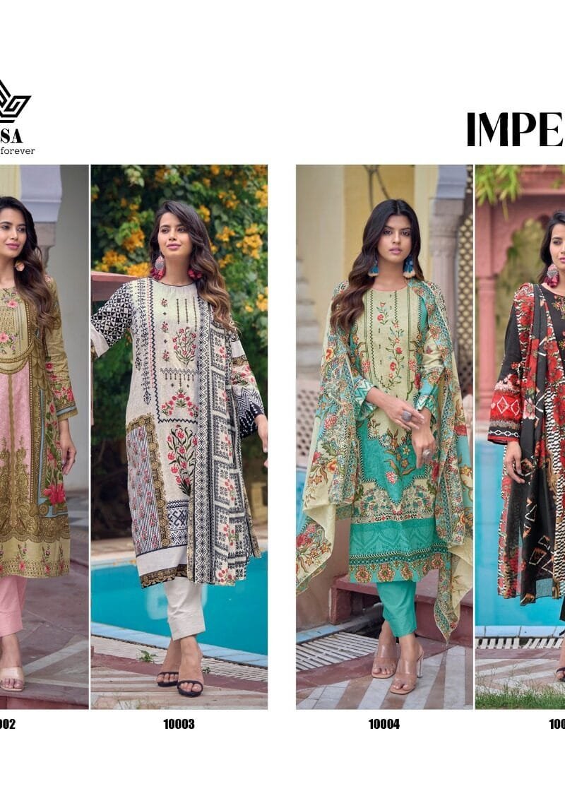 AQSA IMPERIAL Cambric Cotton Printed With Exclusive Embroidery