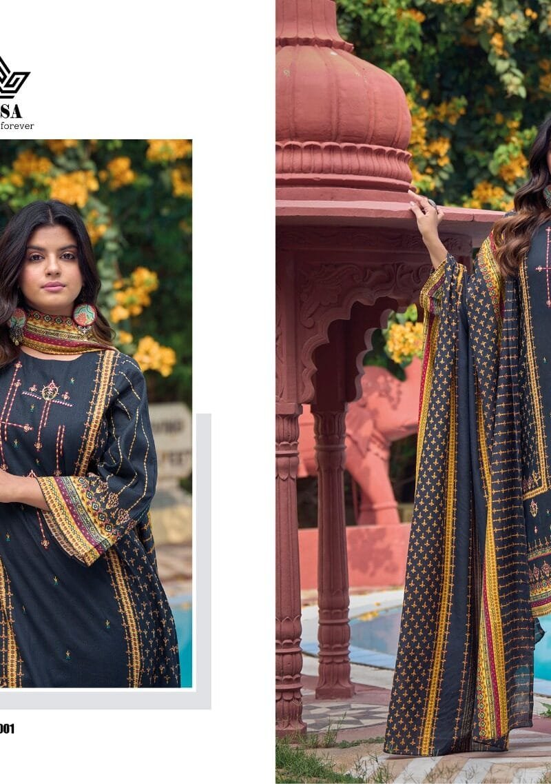 AQSA IMPERIAL Cambric Cotton Printed With Exclusive Embroidery