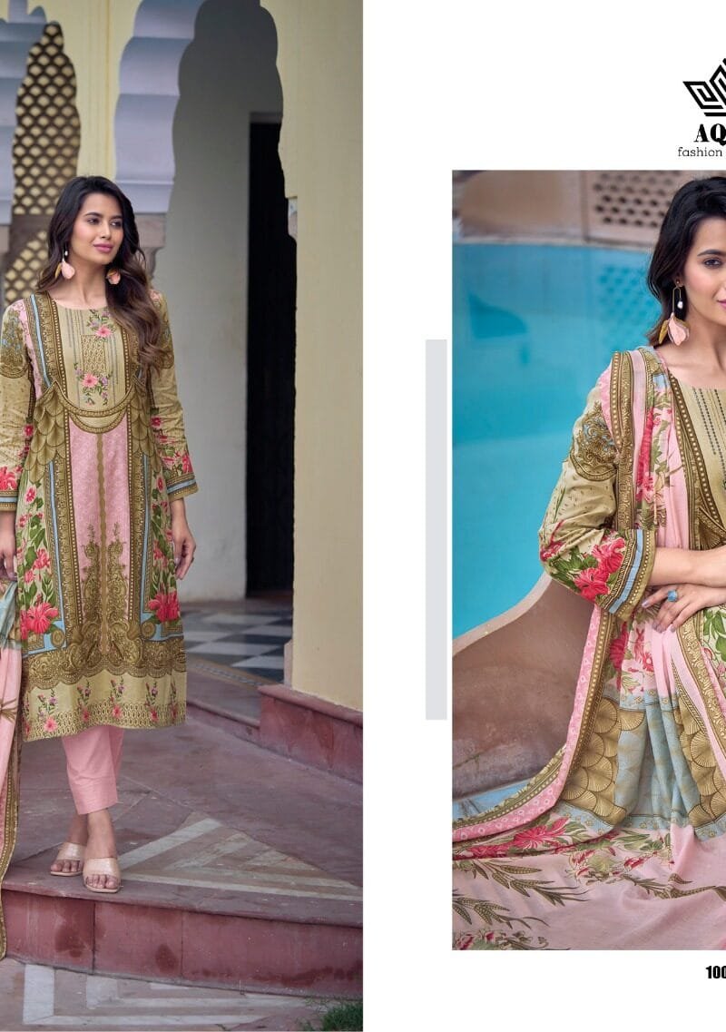 AQSA IMPERIAL Cambric Cotton Printed With Exclusive Embroidery
