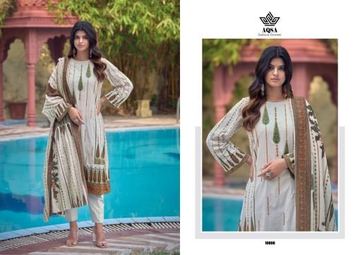 AQSA IMPERIAL Cambric Cotton Printed With Exclusive Embroidery