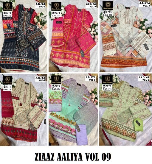 Aaliya Vol 9 Ziaaz Designs Cotton lawn self embroidered