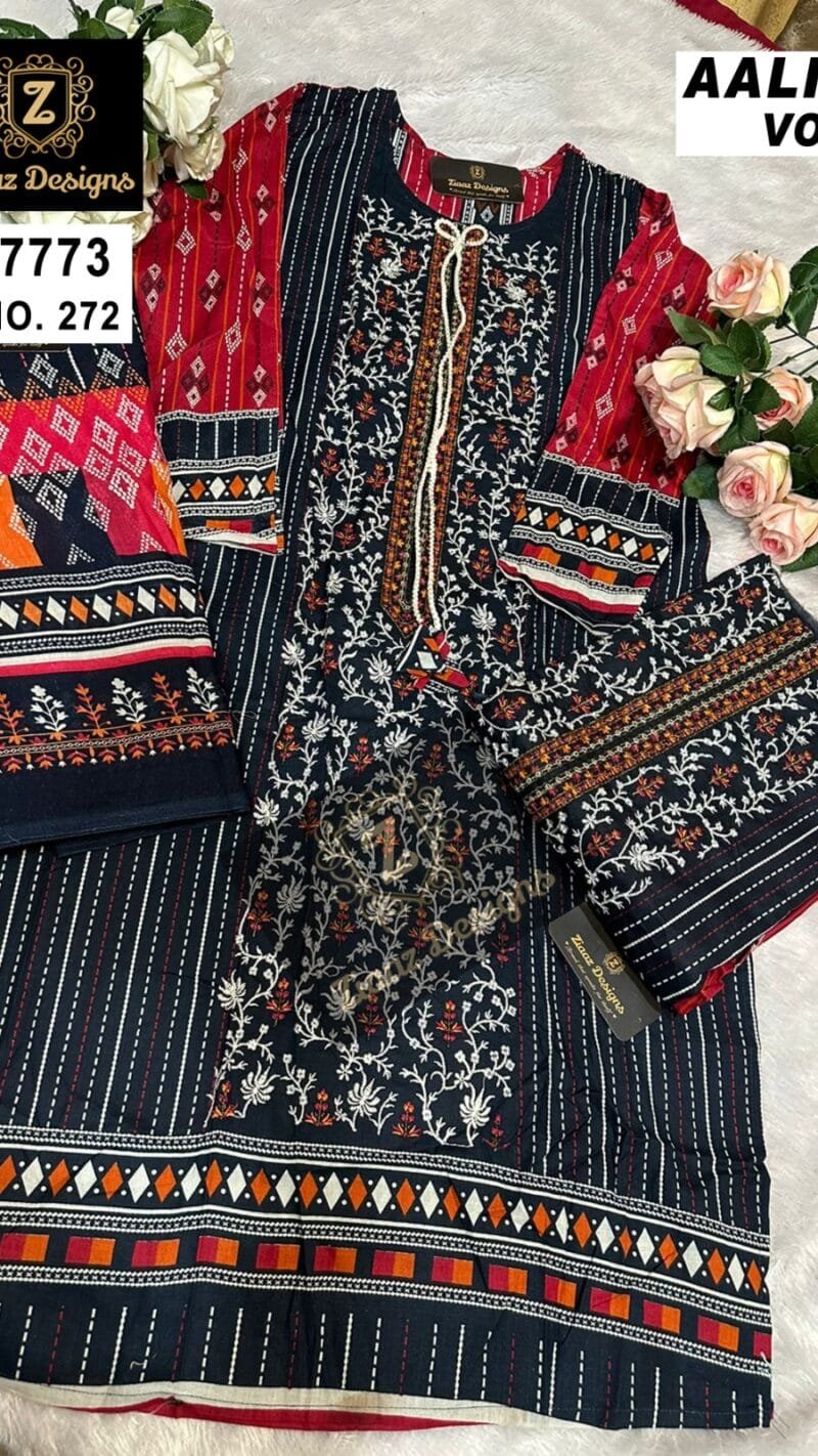 Aaliya Vol 9 Ziaaz Designs Cotton lawn self embroidered