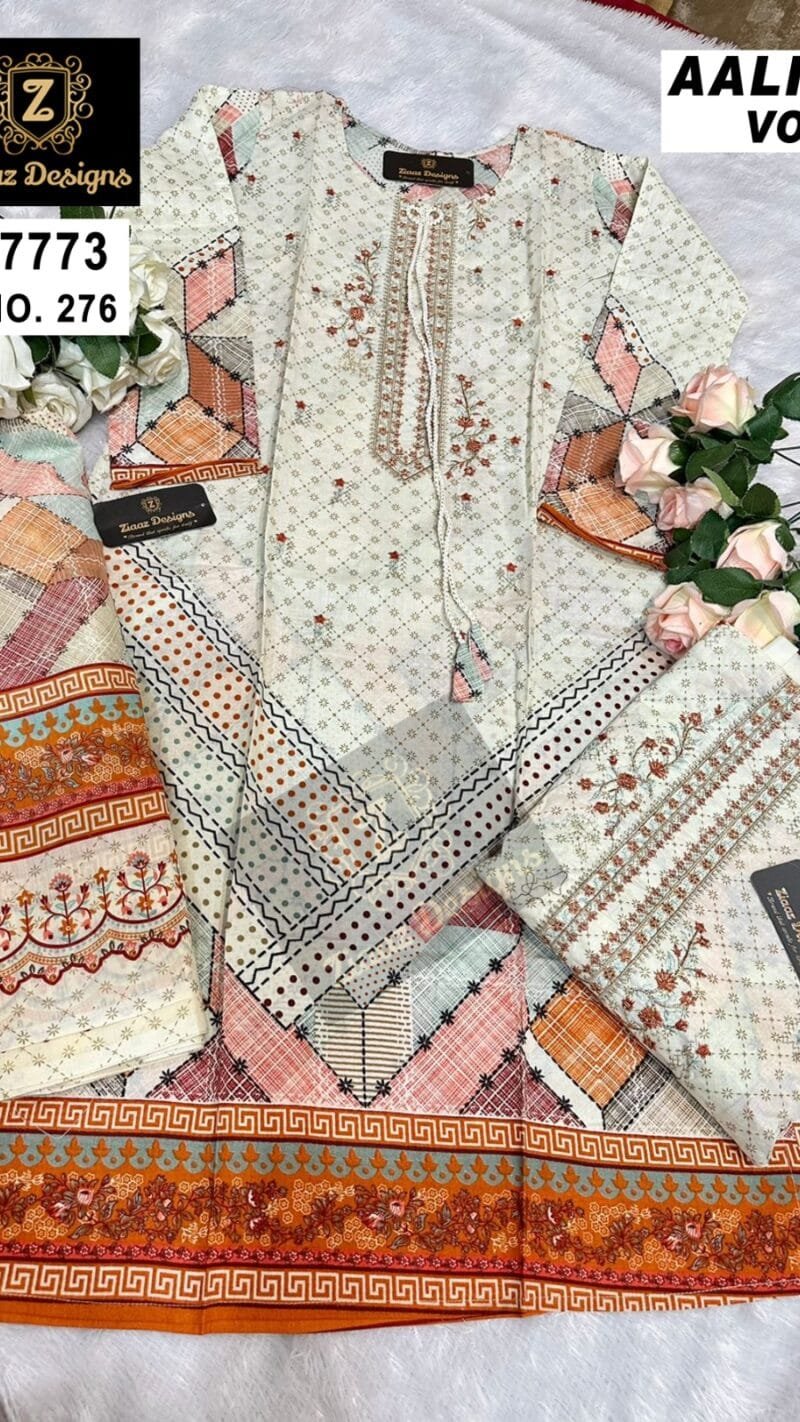 Aaliya Vol 9 Ziaaz Designs Cotton lawn self embroidered