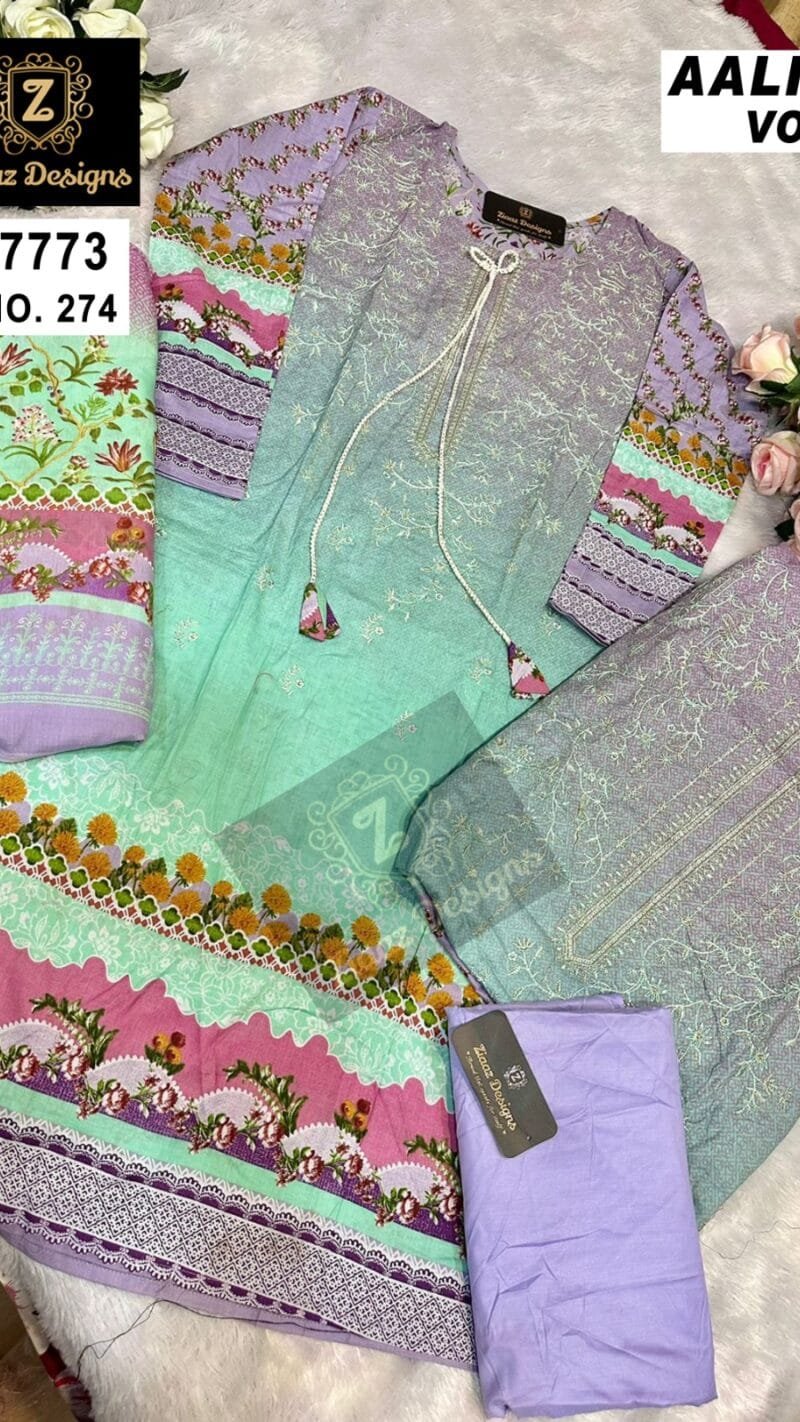 Aaliya Vol 9 Ziaaz Designs Cotton lawn self embroidered