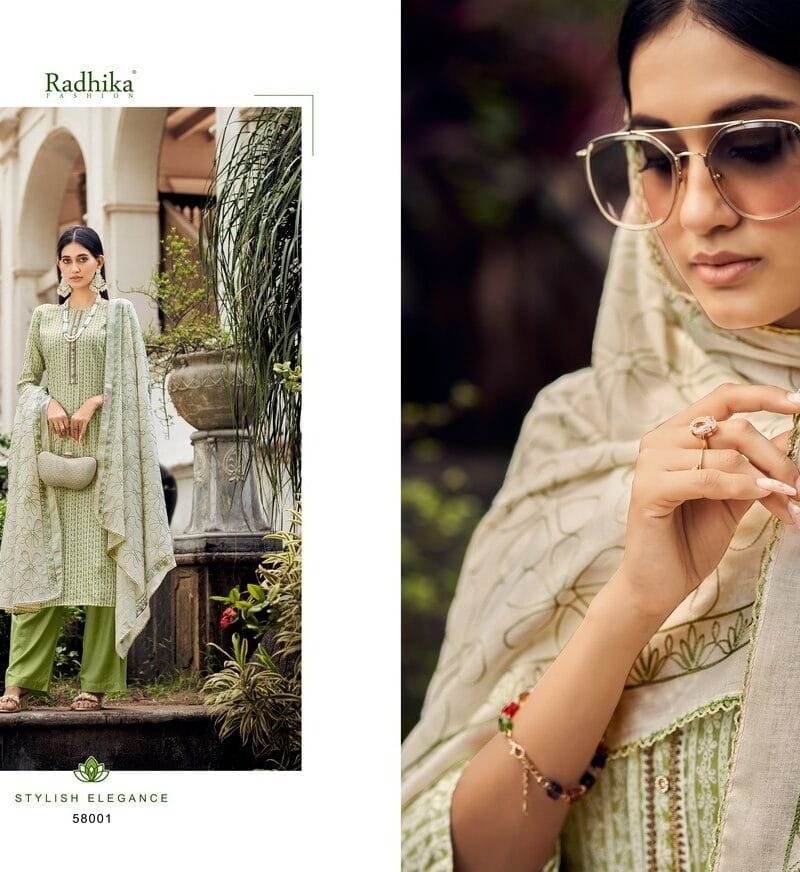 Azara Radhika Fashion Blossom Cotton Print With Foil Neck And Less Work