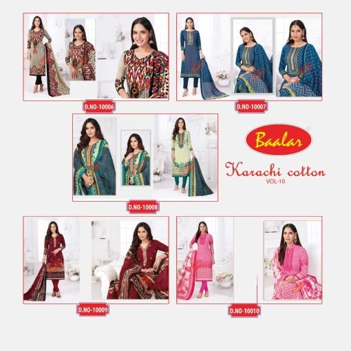 Baalar Karachi Vol 10 Wholesale Cotton Dress Material