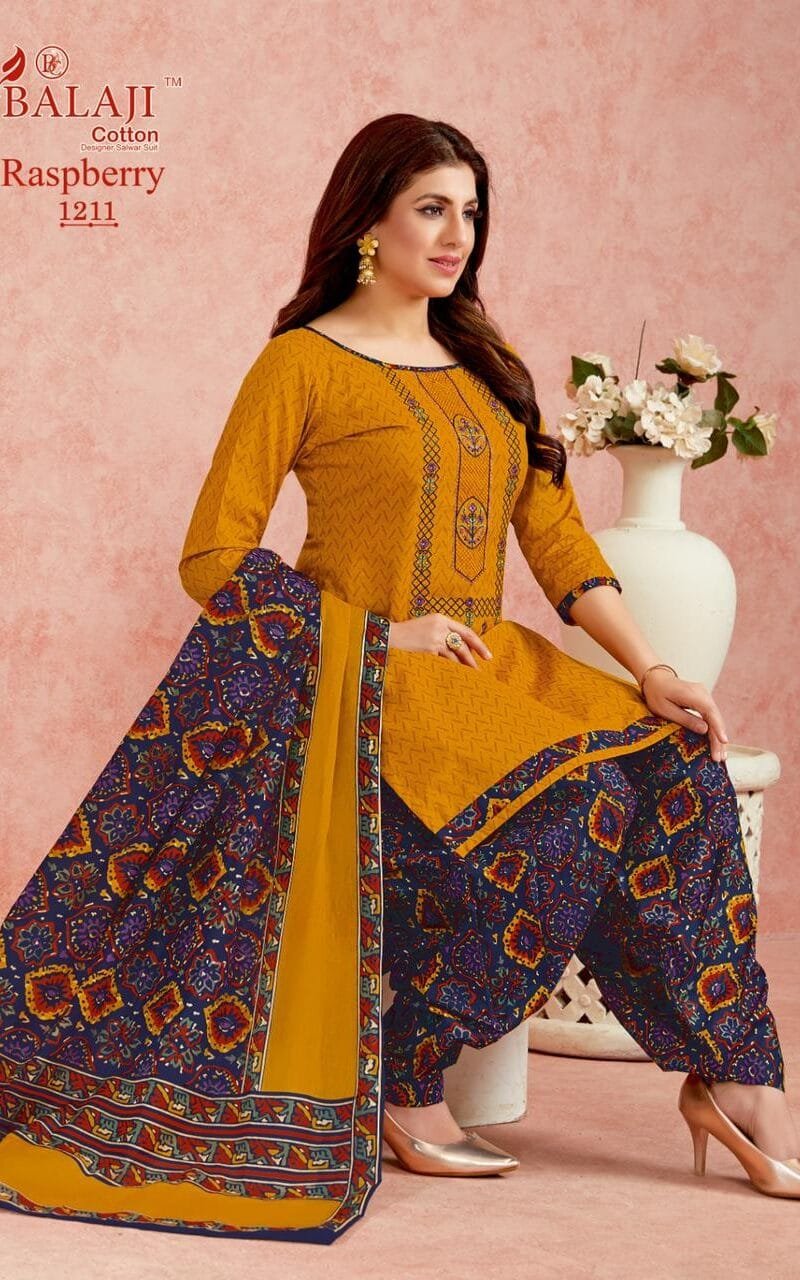 Balaji Rasberry Vol 12 Pure Cotton With Embroidery Wholesale Dress Material