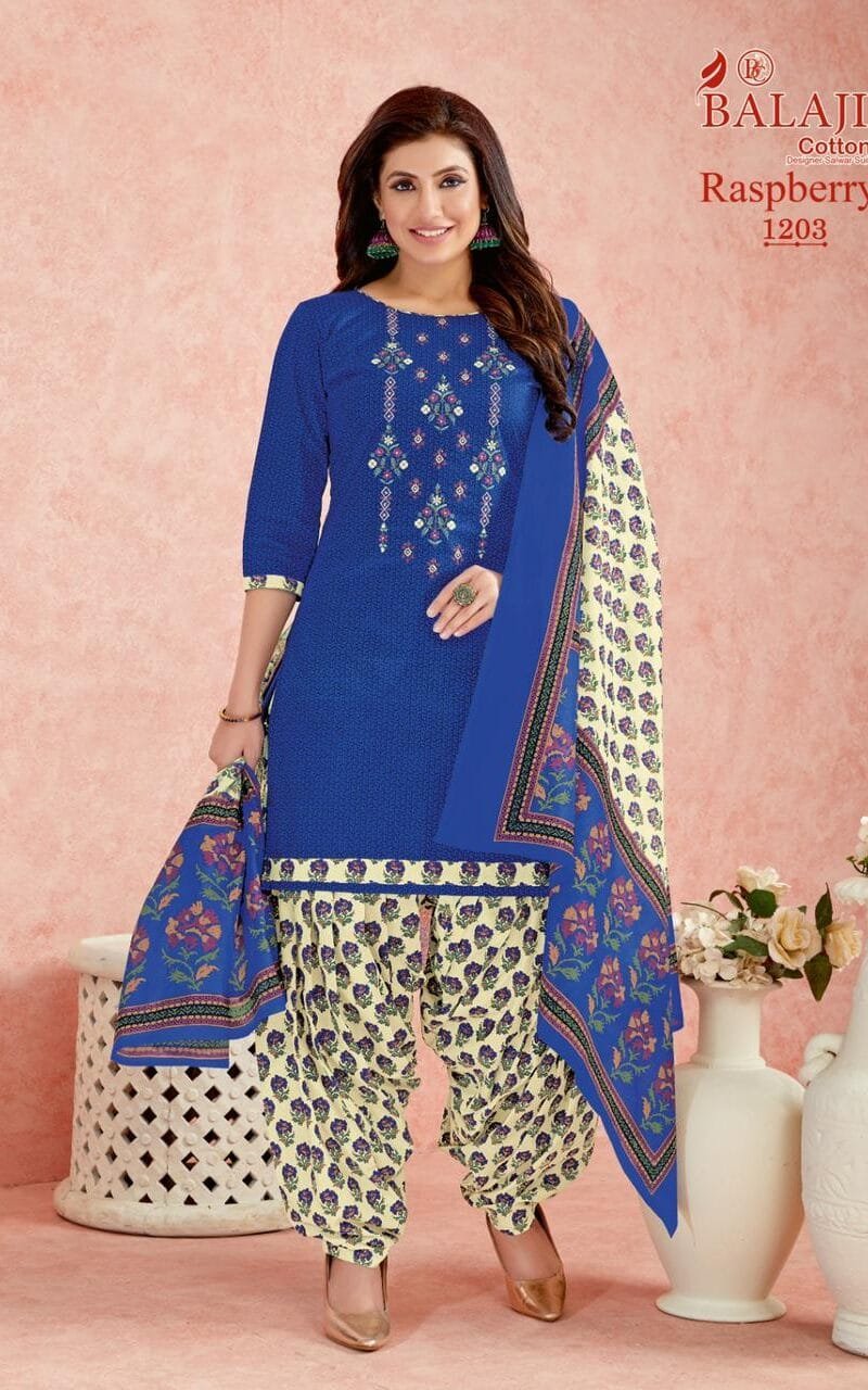 Balaji Rasberry Vol 12 Pure Cotton With Embroidery Wholesale Dress Material