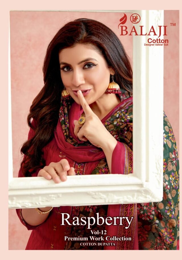 Balaji Rasberry Vol 12 Pure Cotton With Embroidery Wholesale Dress Material