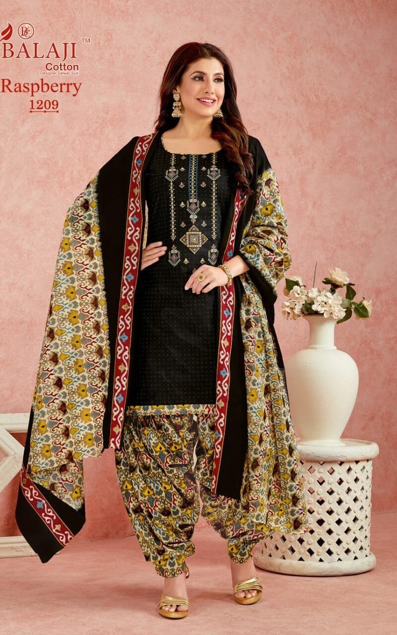 Balaji Rasberry Vol 12 Pure Cotton With Embroidery Wholesale Dress Material