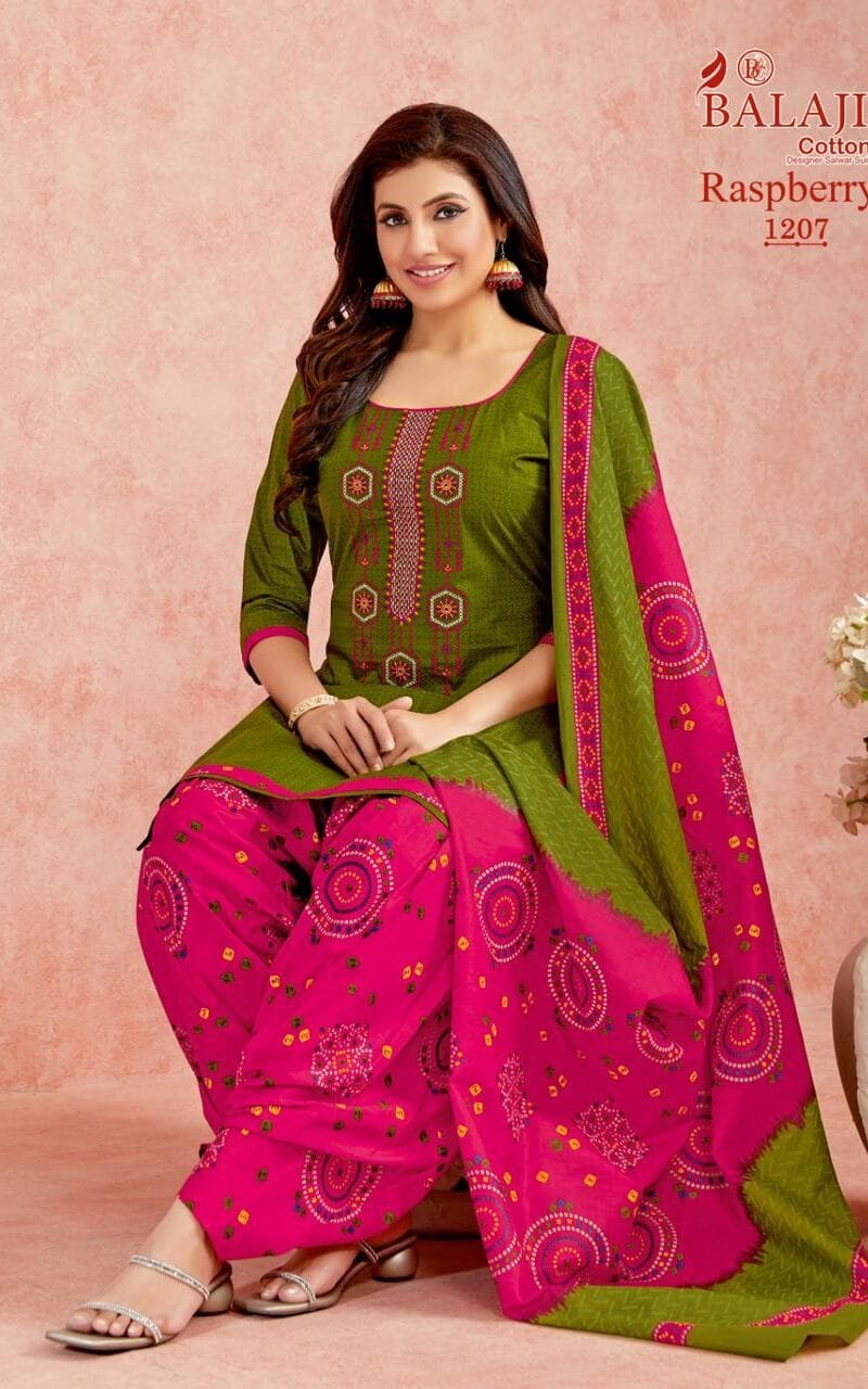 Balaji Rasberry Vol 12 Pure Cotton With Embroidery Wholesale Dress Material