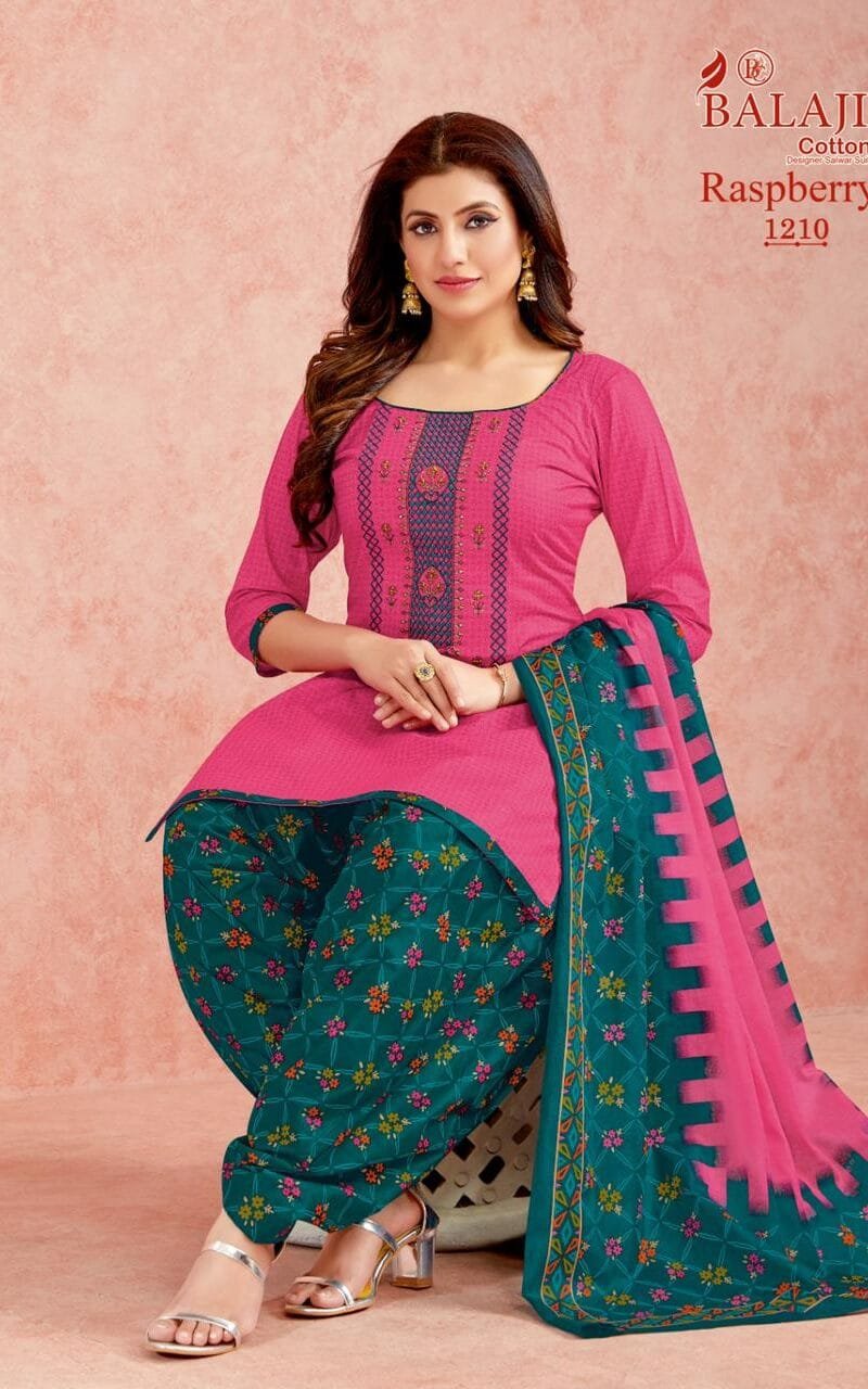 Balaji Rasberry Vol 12 Pure Cotton With Embroidery Wholesale Dress Material