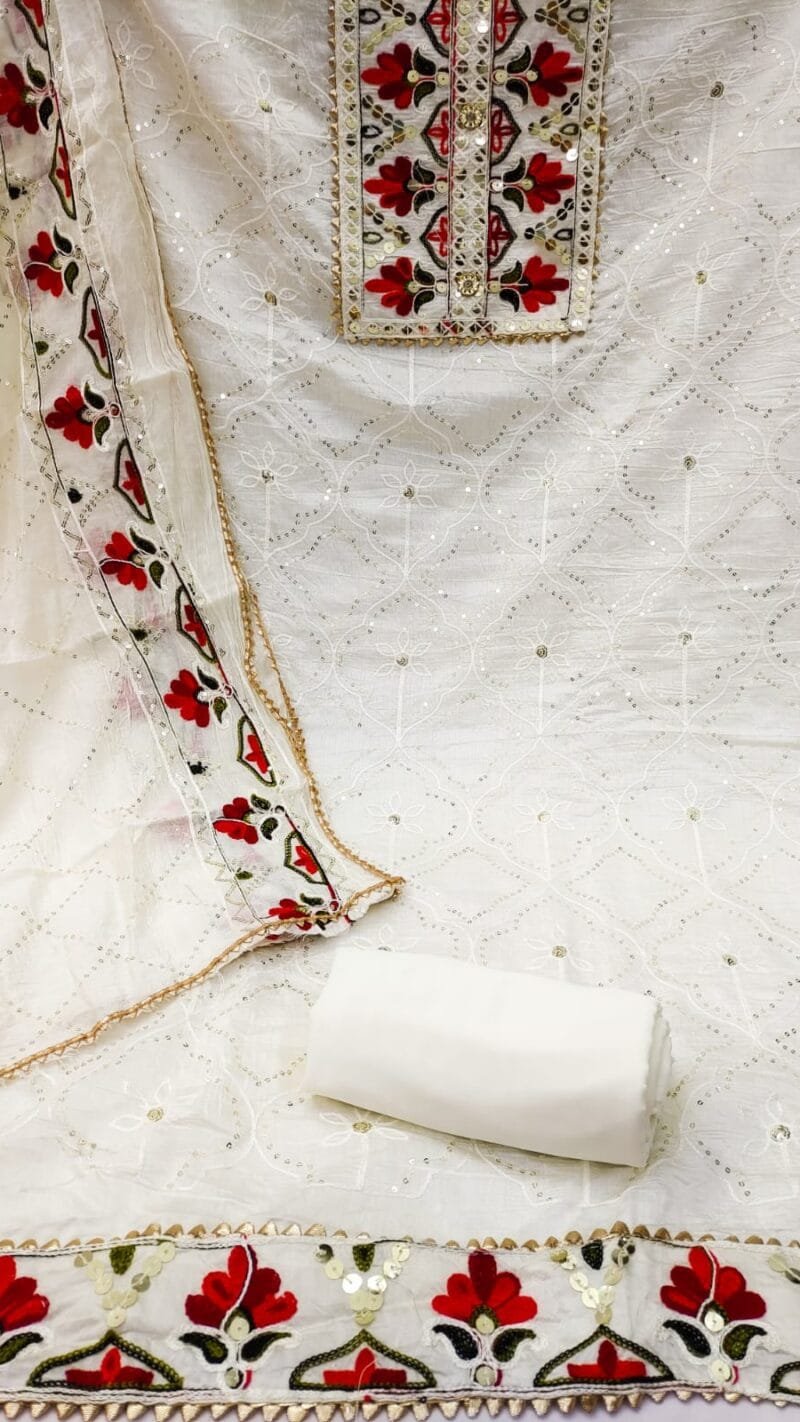 Buy Diable Chanderi Multi Sequence Work Dress Material