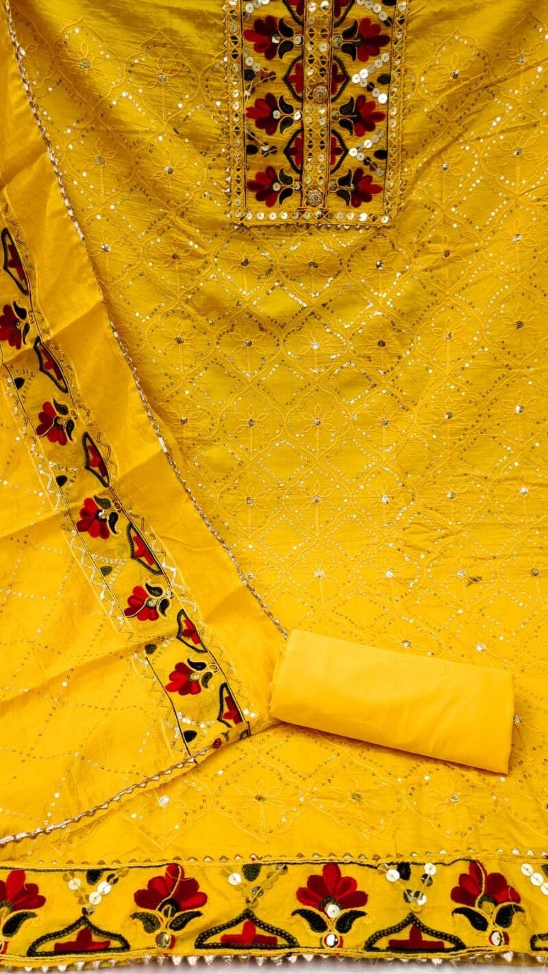 Buy Diable Chanderi Multi Sequence Work Dress Material