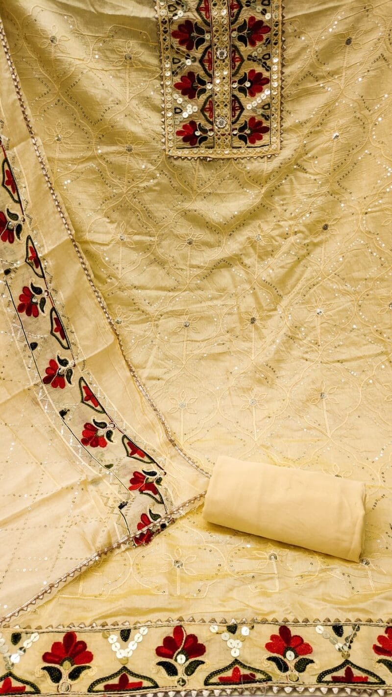 Buy Diable Chanderi Multi Sequence Work Dress Material