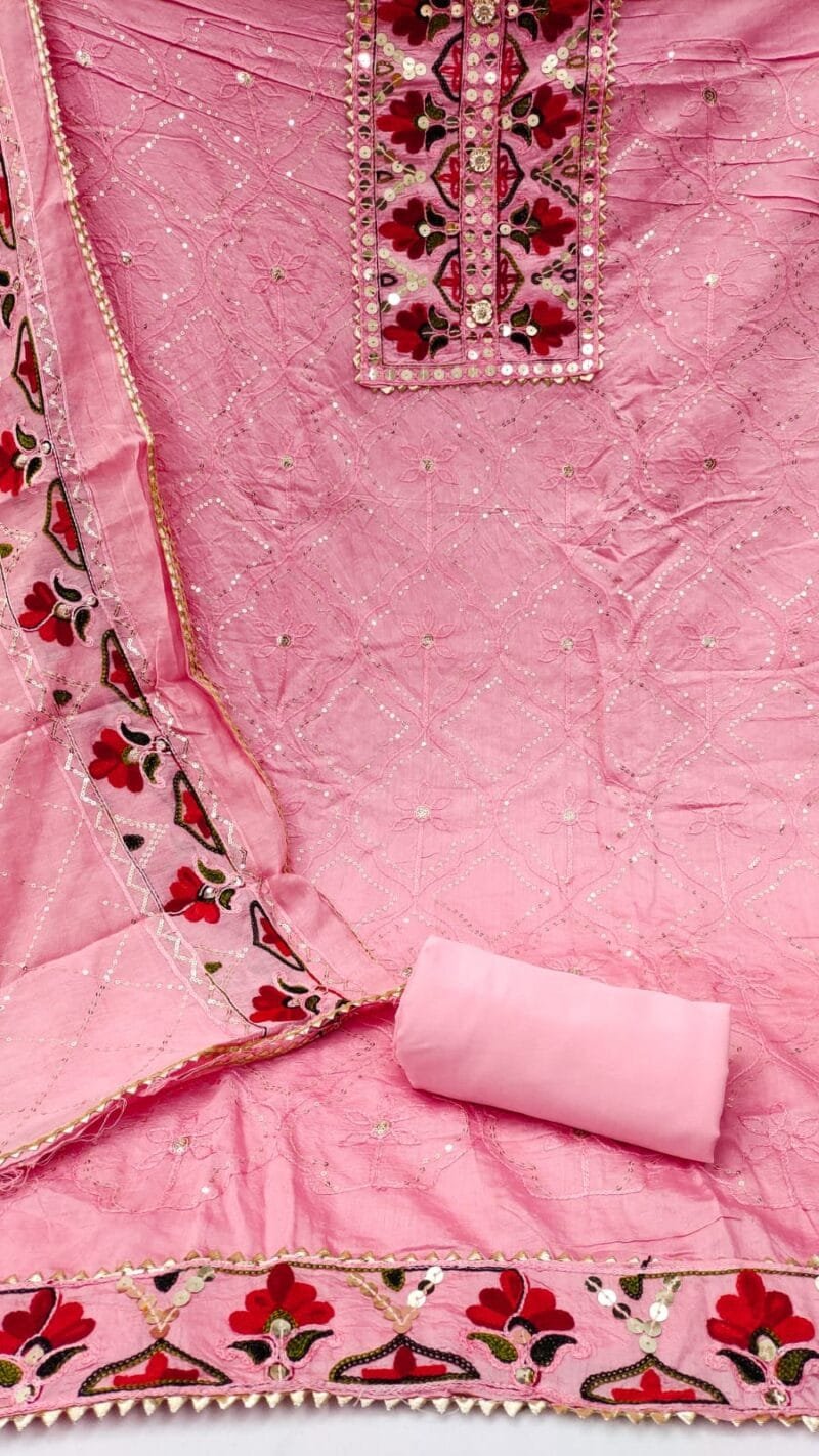 Buy Diable Chanderi Multi Sequence Work Dress Material