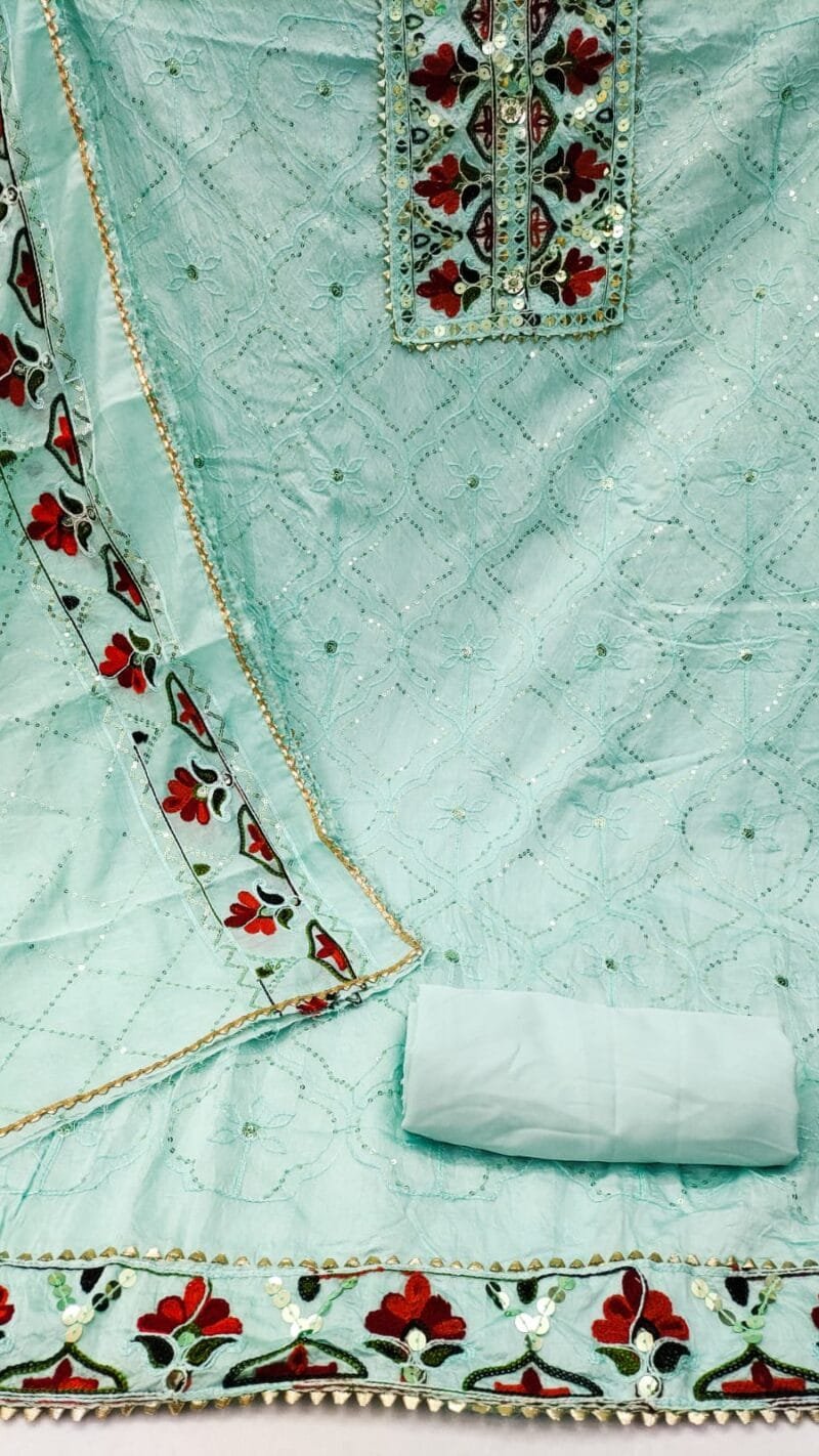 Buy Diable Chanderi Multi Sequence Work Dress Material