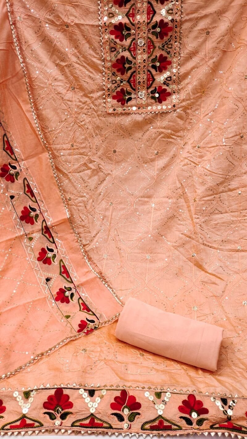 Buy Diable Chanderi Multi Sequence Work Dress Material