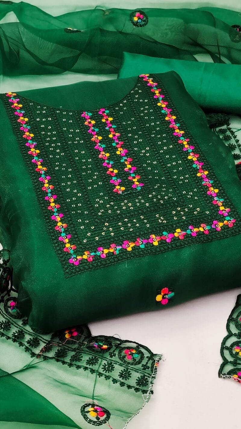 Buy Organza Silk With Multi Work Wholesale Dress Material