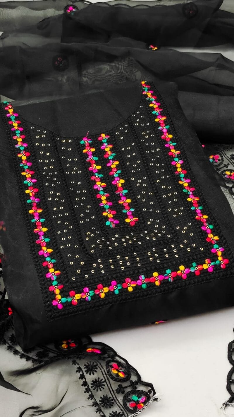 Buy Organza Silk With Multi Work Wholesale Dress Material