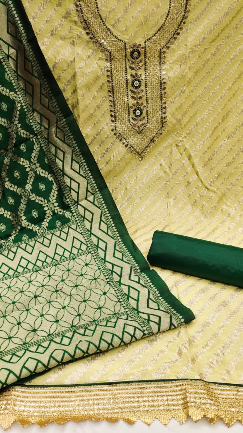 Chanderi Fancy Zakar Jacquard Exclusive Dress Material Suit For Women