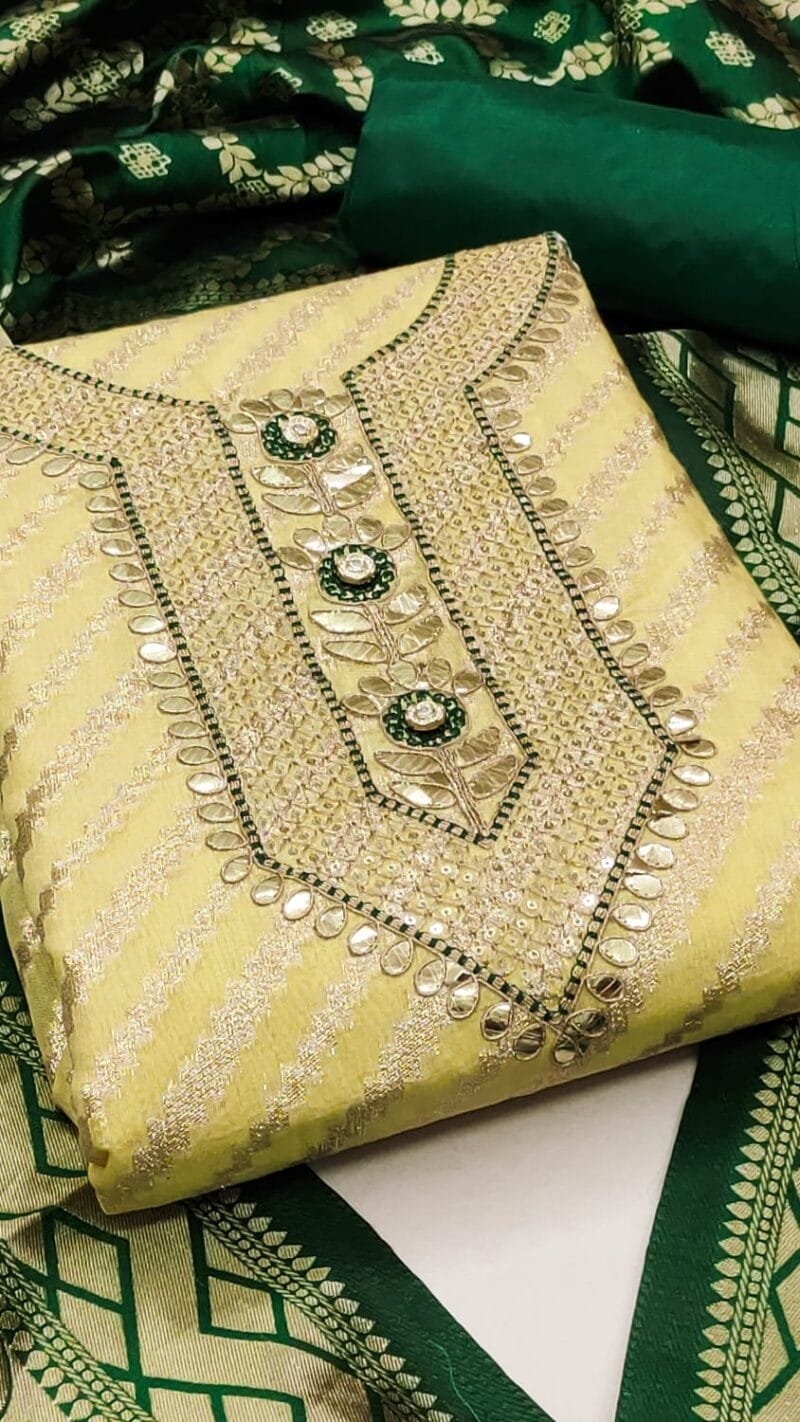 Chanderi Fancy Zakar Jacquard Exclusive Dress Material Suit For Women