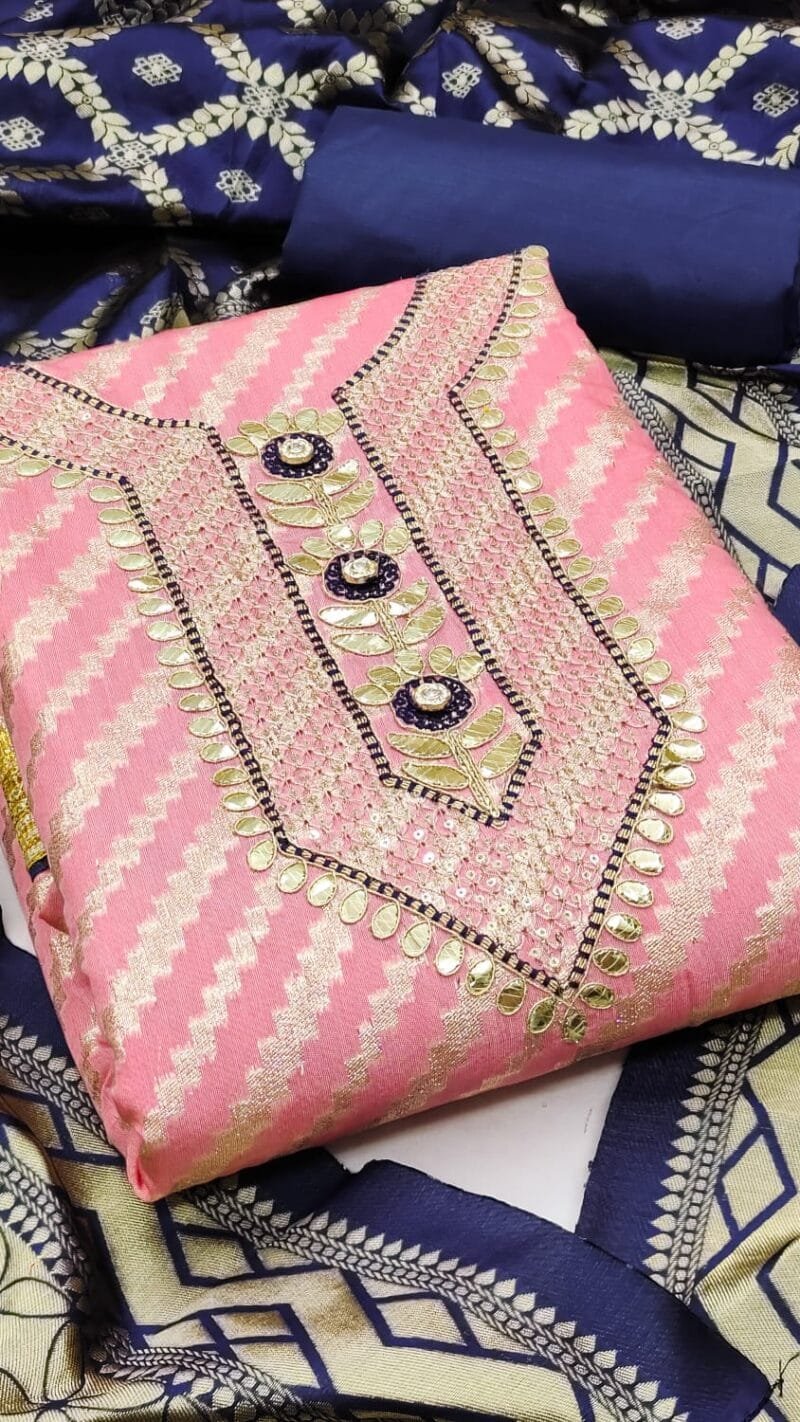 Chanderi Fancy Zakar Jacquard Exclusive Dress Material Suit For Women