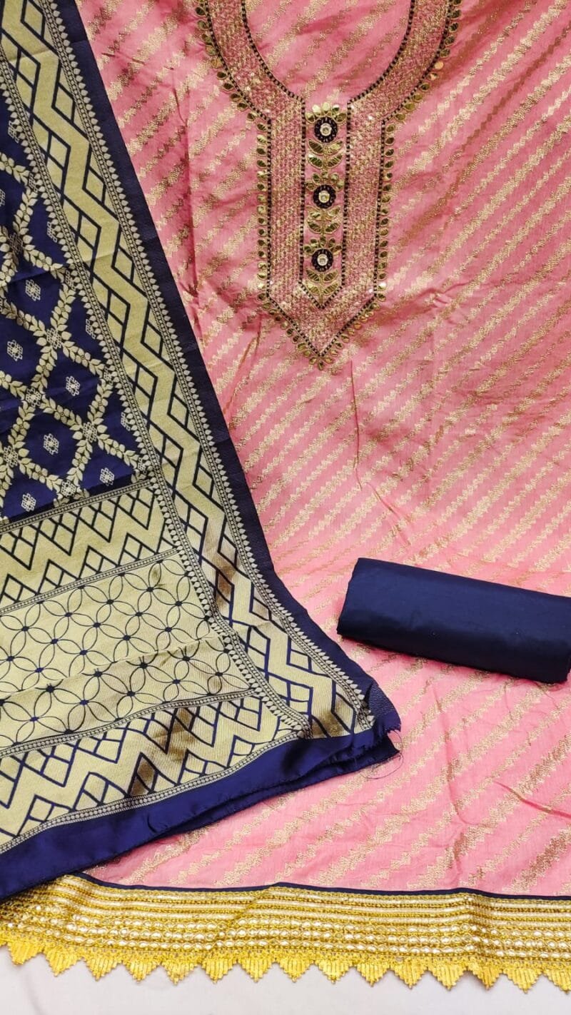 Chanderi Fancy Zakar Jacquard Exclusive Dress Material Suit For Women