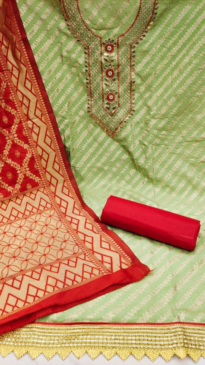 Chanderi Fancy Zakar Jacquard Exclusive Dress Material Suit For Women