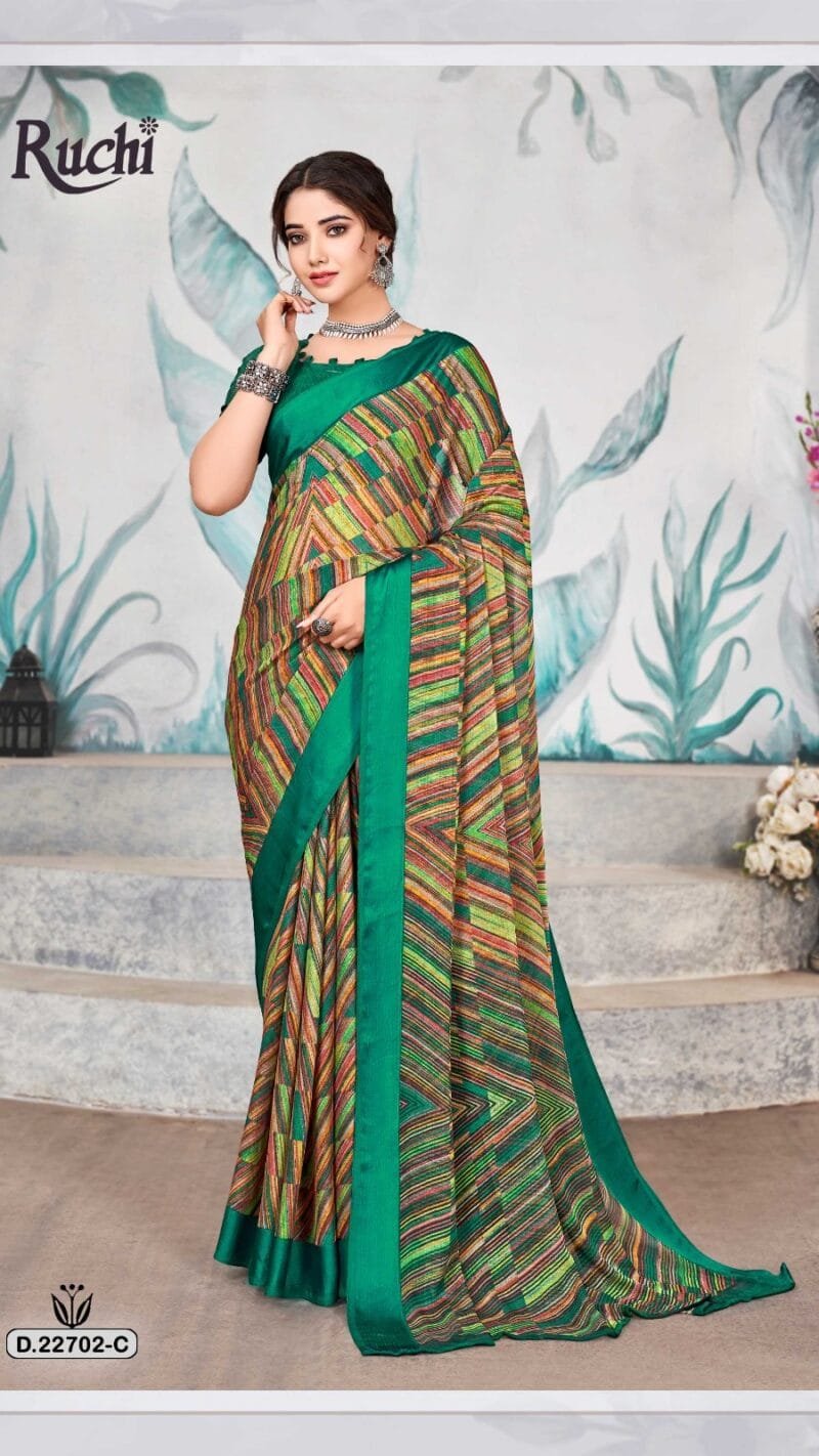 Cherry Vol 33 Ruchi Chiffon Satin Border Wholesale Saree