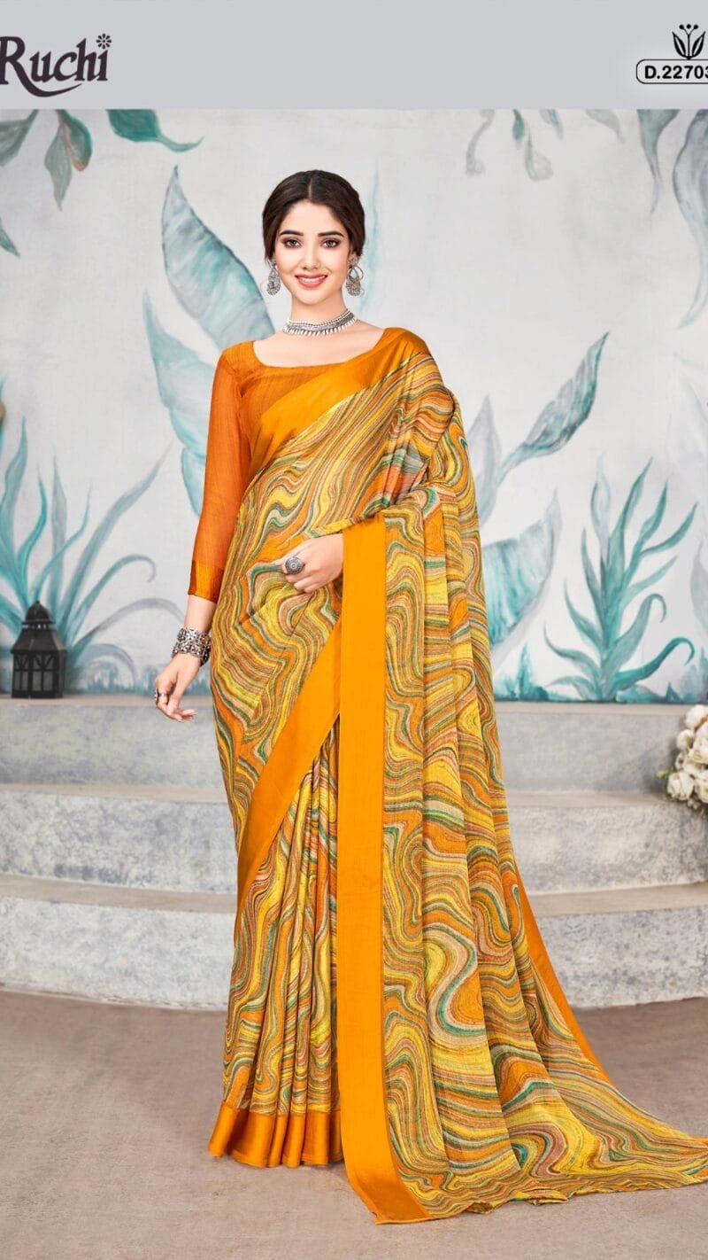 Cherry Vol 33 Ruchi Chiffon Satin Border Wholesale Saree