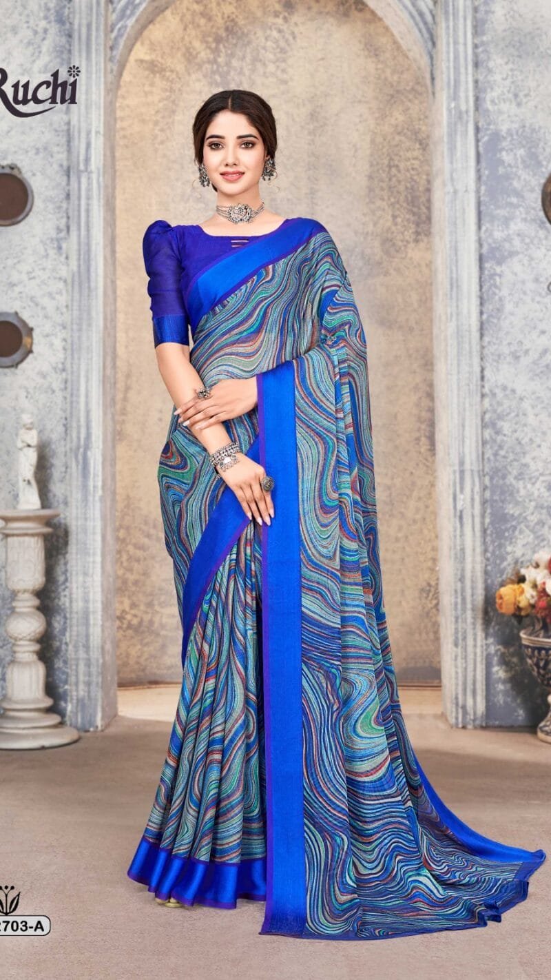 Cherry Vol 33 Ruchi Chiffon Satin Border Wholesale Saree