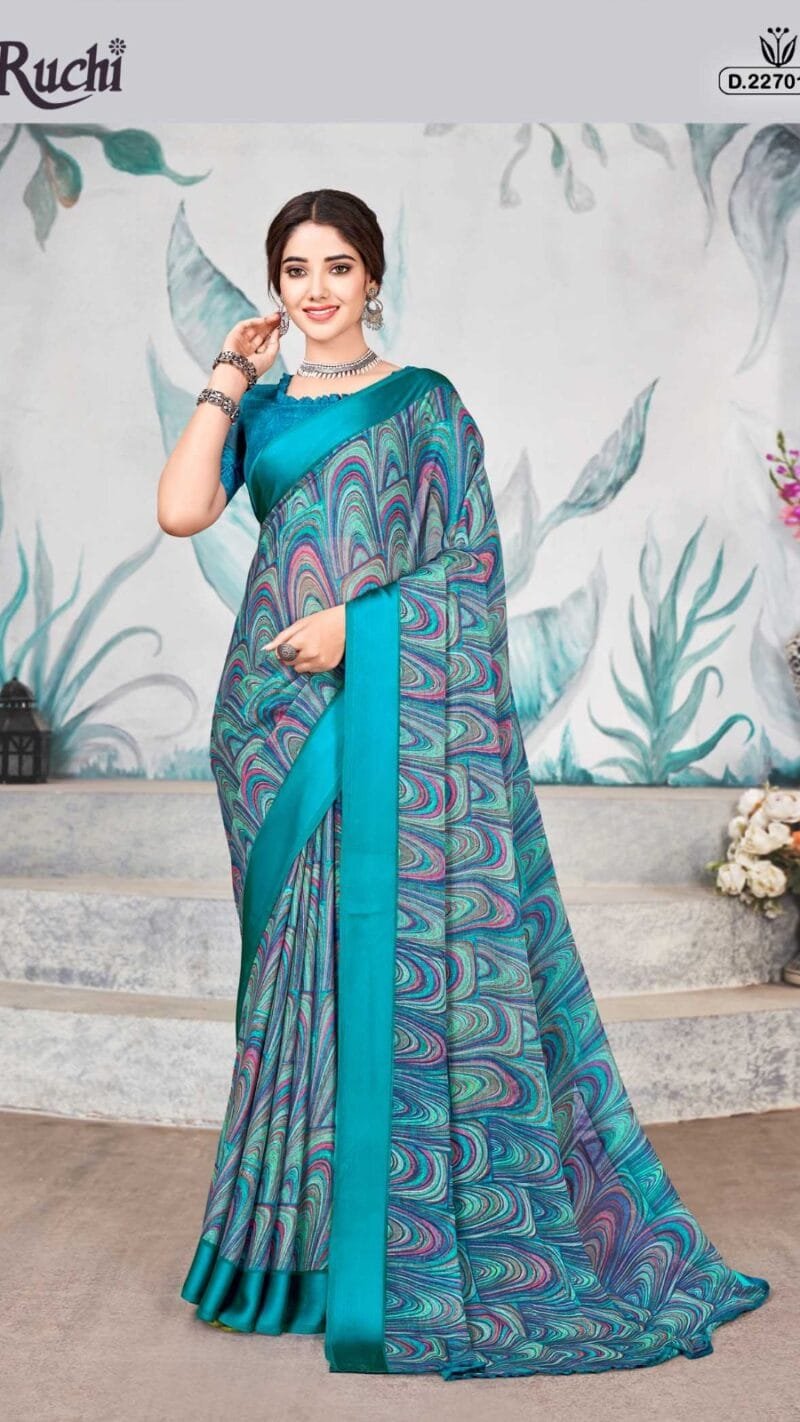 Cherry Vol 33 Ruchi Chiffon Satin Border Wholesale Saree