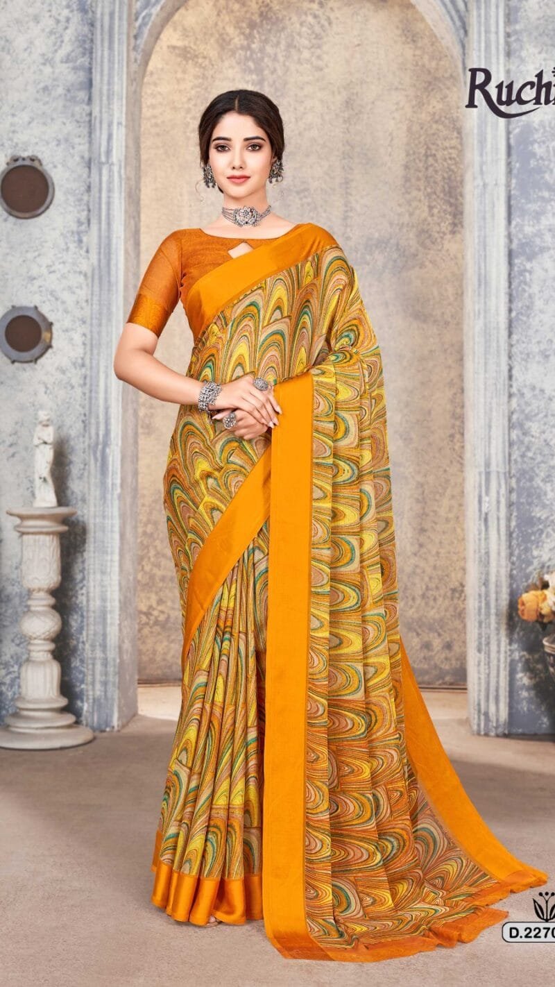 Cherry Vol 33 Ruchi Chiffon Satin Border Wholesale Saree