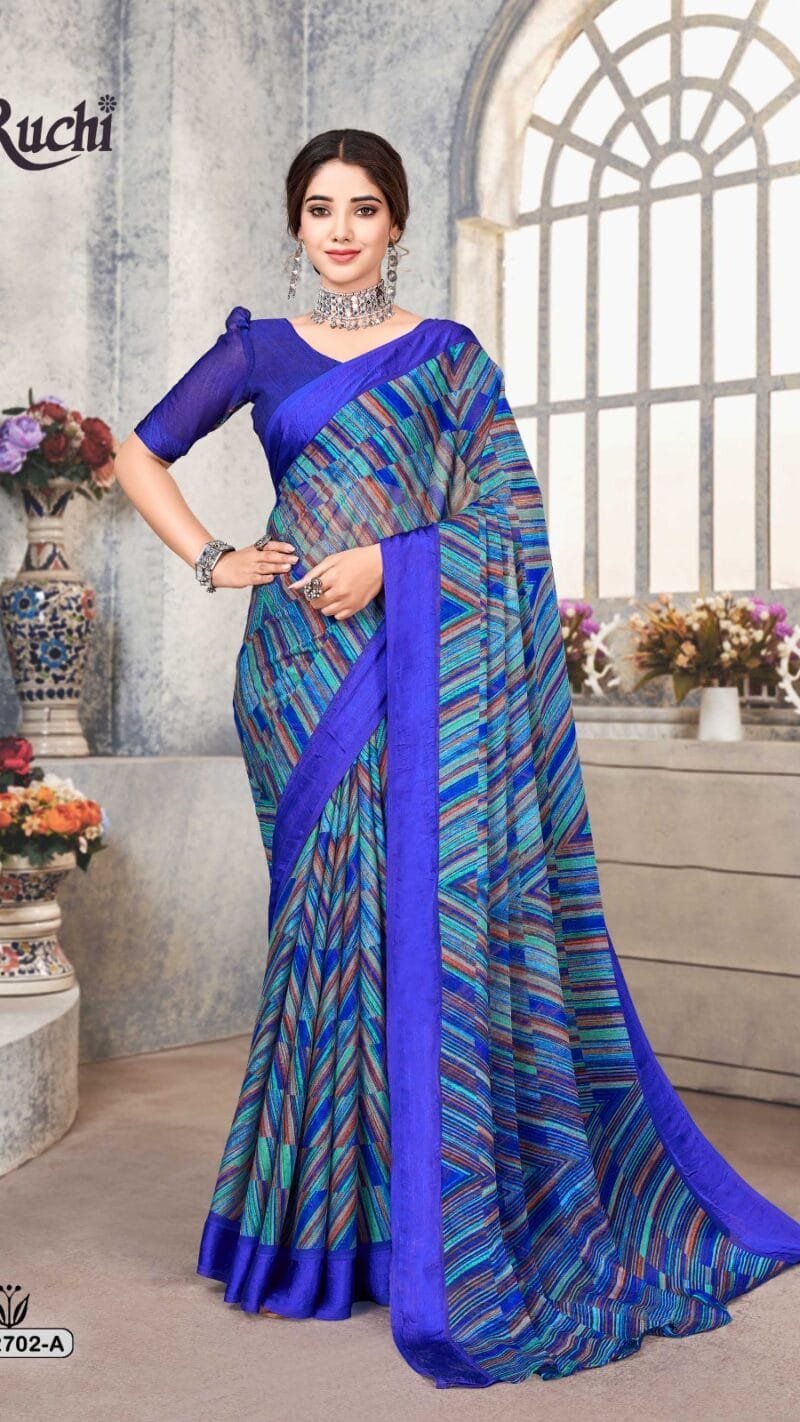 Cherry Vol 33 Ruchi Chiffon Satin Border Wholesale Saree