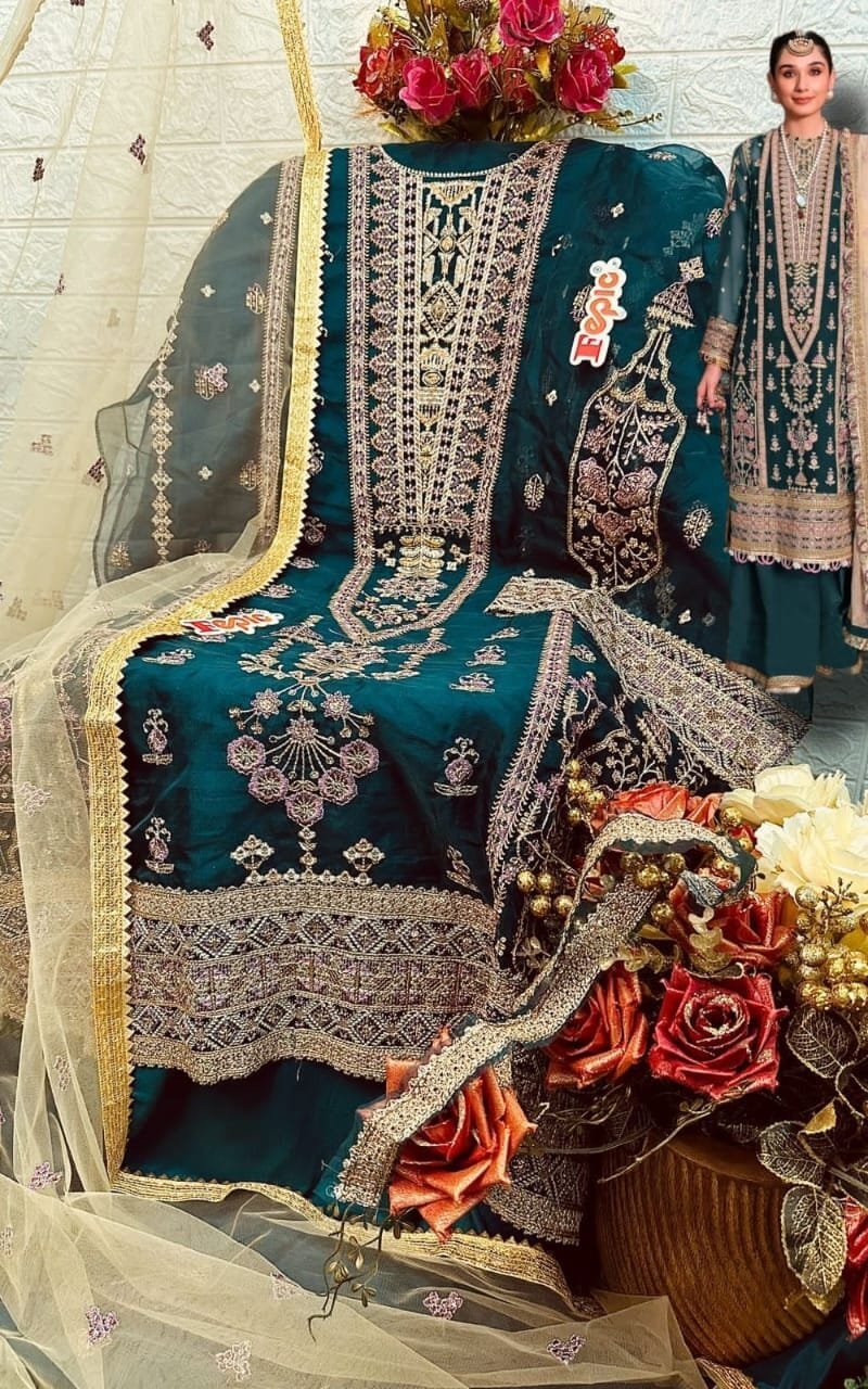 Fepic Rosemeen C 1284 Organza Embroidered Pakistani Salwar Suits