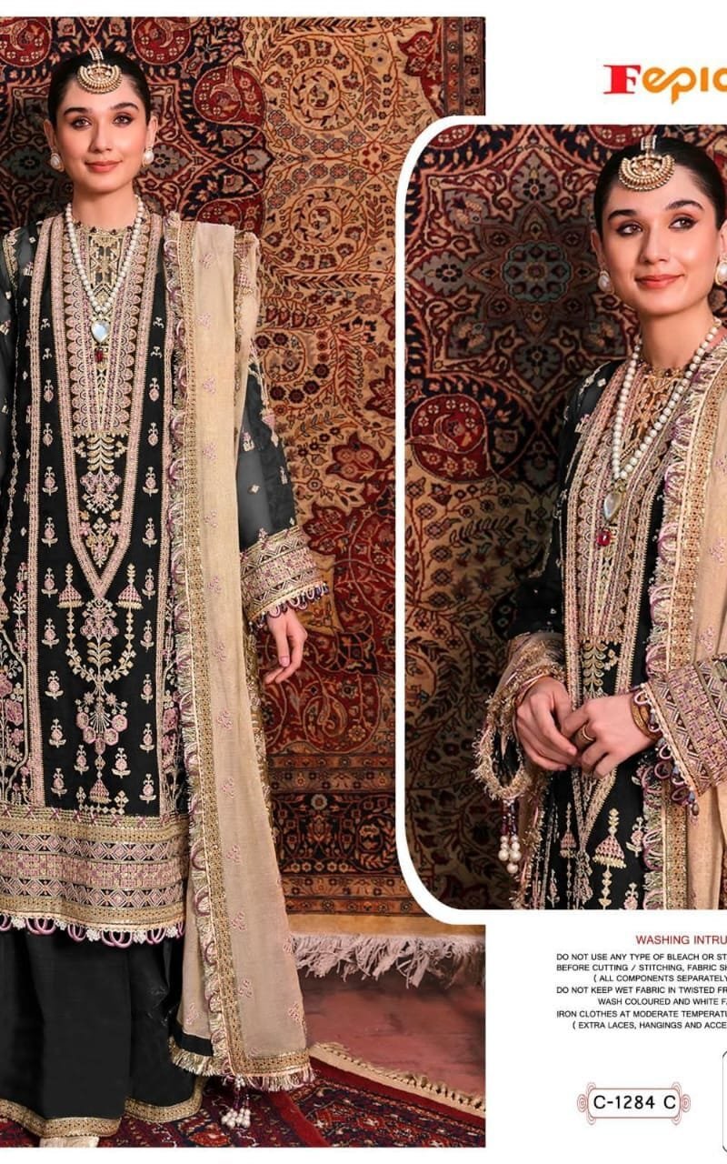 Fepic Rosemeen C 1284 Organza Embroidered Pakistani Salwar Suits