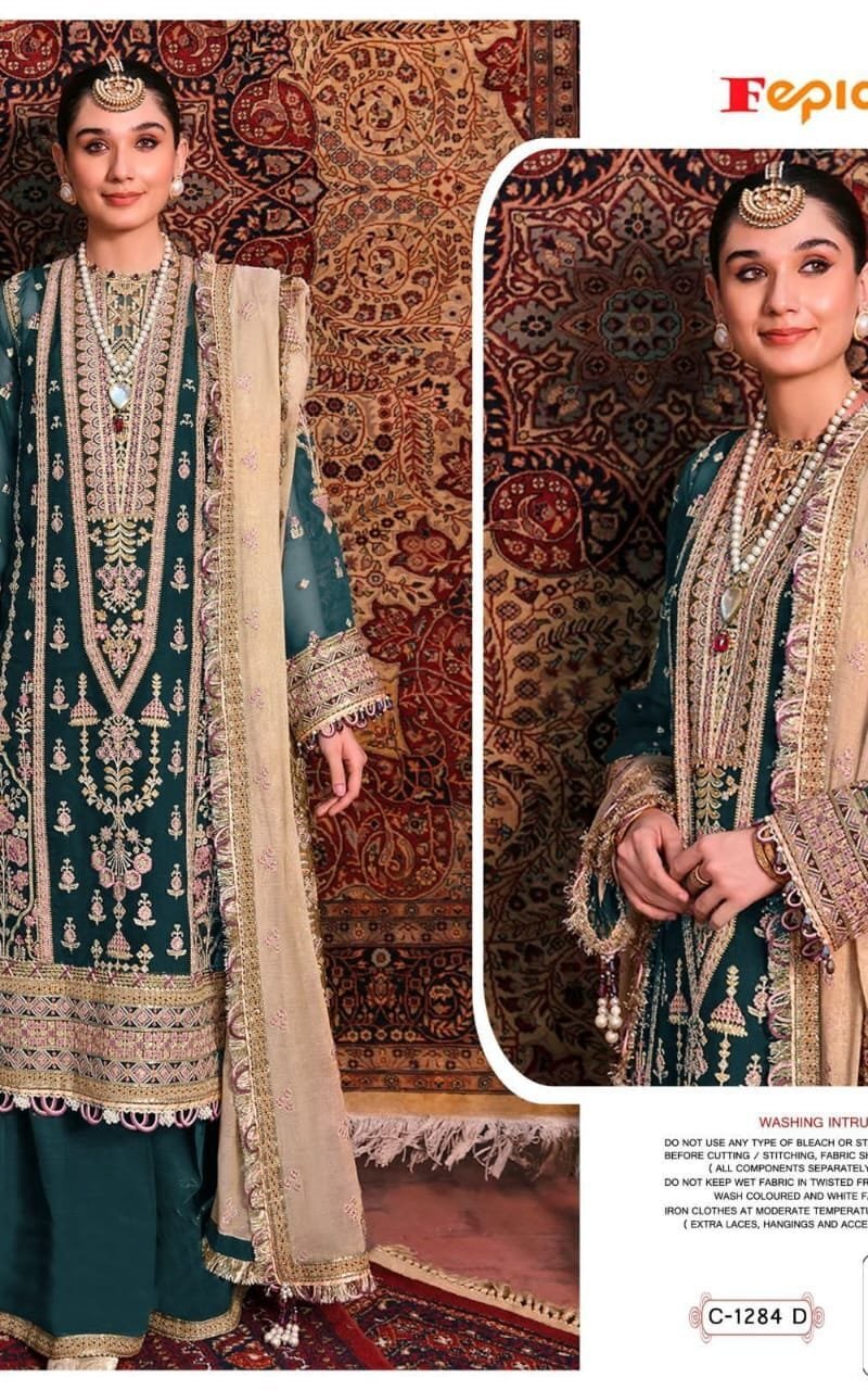 Fepic Rosemeen C 1284 Organza Embroidered Pakistani Salwar Suits