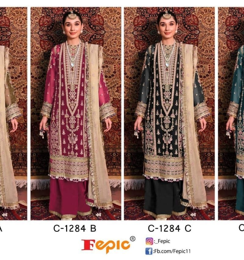 Fepic Rosemeen C 1284 Organza Embroidered Pakistani Salwar Suits