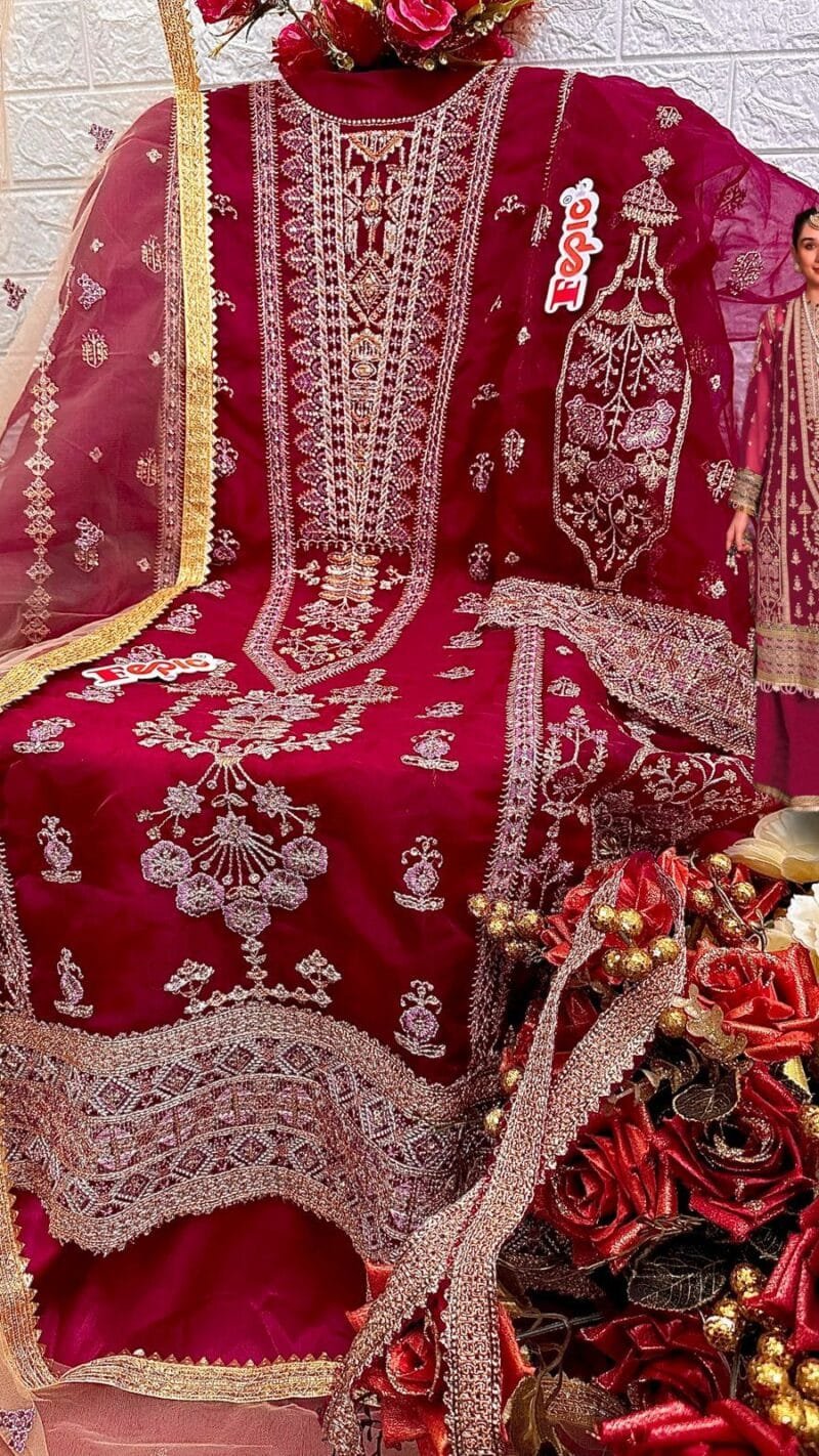 Fepic Rosemeen C 1284 Organza Embroidered Pakistani Salwar Suits