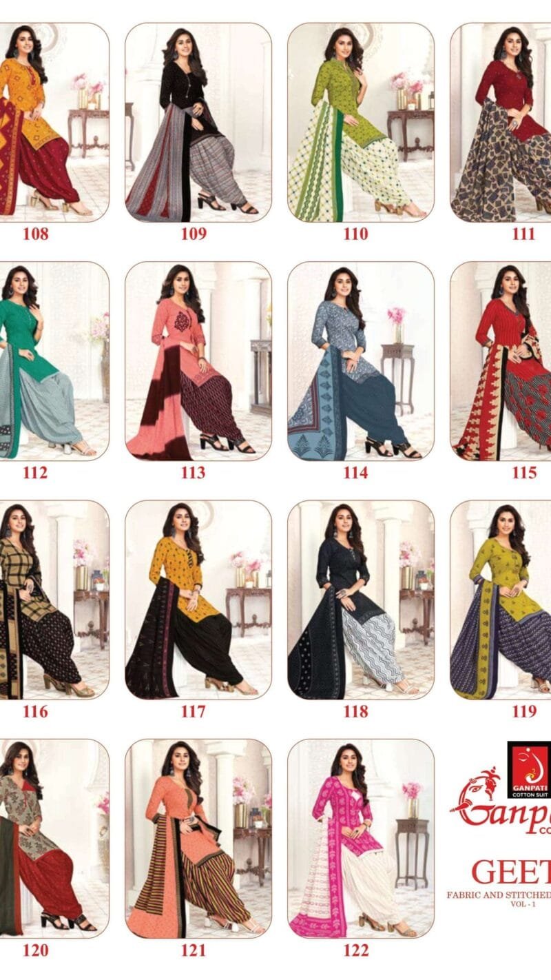 Geeta Vol 1 Ganpati 2.50 MTR Bottom Wholesale Cotton Dress Material